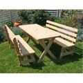 Gardencare Cedar 27 in Wide 5 ft Cross Legged Picnic Table with 2 5 ft Backed Benches GA623131